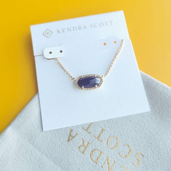 Kendra Scott Elisa Gold Amethyst Short Necklace - Picture 1 of 3